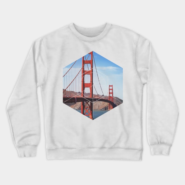 Golden Gate Bridge Geometric Photography Crewneck Sweatshirt by deificusArt